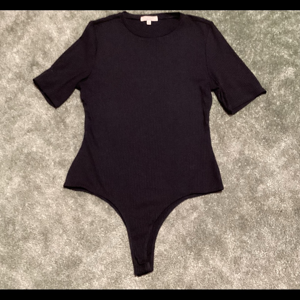 Ribbed black bodysuit